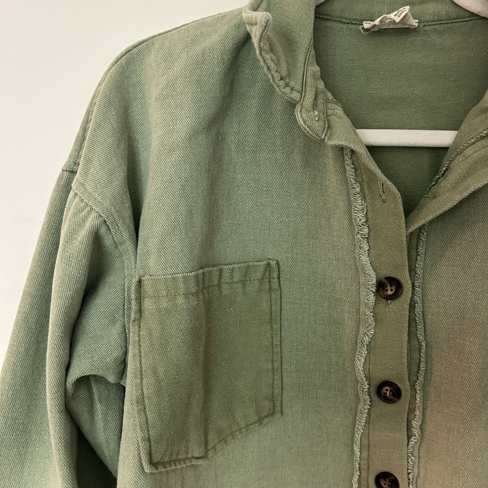 Bibi Button Down Green Jacket With Pockets, Size S - image 3